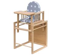 Best for Kids Victoria Chaise haute combinée | Chaise haute en bois avec table | Chaise haute en bois avec design étoile | Idéale comme chaise de salle à manger | Portable et rapide à monter