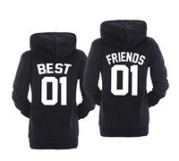 Best Friend Sweatshirt Hoodie Noir Blanc Sweat à Capuche pour Sœurs Femme Imprimé Best Friend Automne Hiver 1 Pièce