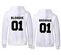 Best Friend Sweatshirt pour Femme BFF Sweat à Capuche Pullover Hoodie Noir Blanc Automne Hiver 1 Pièce(Blanc-Brownie,M)