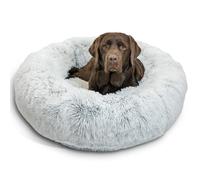 Best Friends by Sheri The Original Calming Donut - Coussin pour Chat/Chien - Fourrure à Poils Longs/Housse zippée Amovible - Givre - 91 x 91 cm - L