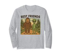 Best Friends Funny Bigfoot et Alien Cryptid, OVNI, Science-Fiction Manche Longue