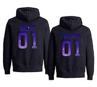 Best Friends Sweat À Capuche Femme Best Friends Pull pour Imprimé Sister Pull BFF Sweatshirt Soeur Manches Longues Hoodie BFF Cadeau Noir Blanc Gris 1 Pièce(Sky-Noir-Best,S)