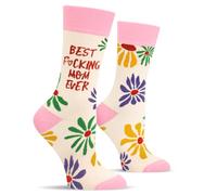BEST FUCKING MOM EVER Chaussettes Fleurs Pour Maman-Idée Cadeau Fête Des Mères Saint Valentin Pour Femme-Chaussettes Humour Fantaisie Rigolote-Cadeau Original Drole Utile Anniversaire Noel Pâques