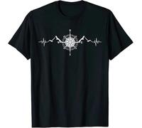 Best! Funny Hiking Nature Mountains Wind Rose Compass Heartbeat Tee Size S-3XL