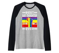 Best Gay Daughter Ever LGBTQ Rainbow Flag LGBT Pride Month Manche Raglan