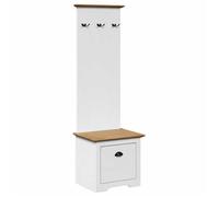 BEST-HOME Armoire de couloir,banc d'entrée, banc à chaussures, avec crochets BODO blanc marron 50x40x157 cm,1parcel8360