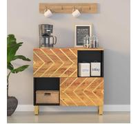 BEST-HOME Armoire de Séjour,Placard pour couloir,Buffet latérale marron et noir 80x33,5x75 cm bois de manguier nvq6126