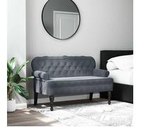BEST-HOME Banc Coffre - HTG - Meuble de salon - avec dossier - gris foncé 119 5x64 5x75 cm velours FR47