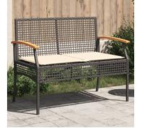 BEST-HOME Banc de jardin - banc d'extérieur pour Cour Terrasse, avec coussin noir résine tressée et acacia nvq1564
