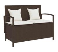 BEST-HOME Banc de rangement de jardin - banc d'extérieur pour Cour Terrasse, avec coussin marron polyrotin nvq9742