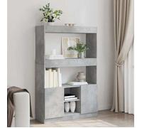 BEST-HOME Bibliothèque pour livre/DVD - armoire à livres - Buffet haut gris béton 92x33x140cm - Bois d'ingénierie kvci15212