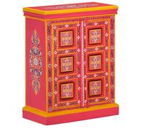 BEST-HOME Buffet - Armoire avec Porte, Placard avec Rangement, Bois massif de manguier Peinture rose à la main nvq5859