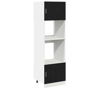 BEST-HOME Buffet de cuisine - Cabinet de Rangement Armoire à micro-ondes avec étagère Chêne noir 60x57x207 cm,2parcel1482