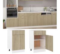 BEST-HOME Buffet de cuisine - Cabinet de Rangement Armoire à tiroirs inférieure ""Lyon"" Chêne Sonoma 50x46x81,5 cm - aspect bois