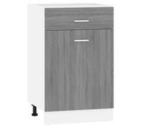 BEST-HOME Buffet de cuisine - Cabinet de Rangement Armoire à tiroirs inférieure ""Lyon"" Gris Sonoma 50x46x81,5 cm - aspect bois d