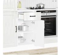 BEST-HOME Buffet de cuisine - Cabinet de Rangement Armoire de cuisine Lucca blanc brillant bois ingénierie,1parcel1540