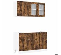 BEST-HOME Buffet de cuisine - Cabinet de Rangement Ensemble de meubles de cuisine avec tiroir 4 pcs Chêne fumé,4parcel7459