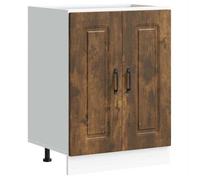 BEST-HOME Buffet de cuisine - Cabinet de Rangement Meuble bas pour évier Kalmar chêne fumé - aspect bois d'ingénierie,1parcel9931