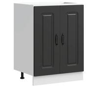 BEST-HOME Buffet de cuisine - Cabinet de Rangement Meuble bas pour évier Kalmar noir 60x46x81,5 cm bois ingénierie,1parcel5131