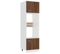 BEST-HOME Buffet de cuisine - Cabinet de Rangement Meuble micro-ondes ""Lyon"" Chêne brun 60x57x207 cm - aspect bois d'ingénierie,