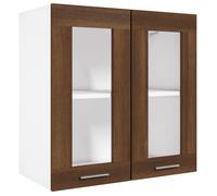 BEST-HOME Buffet de cuisine - Cabinet de Rangement Vitrine suspendue ""Lyon"" Chêne brun 60x31x60 cm - aspect bois d'ingénierie 1p