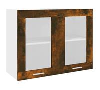 BEST-HOME Buffet de cuisine - Cabinet de Rangement Vitrine suspendue ""Lyon"" Chêne fumé 80x31x60 cm - aspect bois d'ingénierie,1p