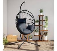 BEST-HOME Chaise suspendue en forme d'œuf avec support anthracite - pour adulte/enfant - 1/2 places nvq1274