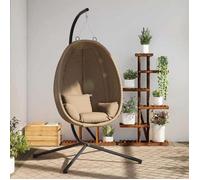 BEST-HOME Chaise suspendue en forme d'œuf et support taupe tissu et acier - pour adulte/enfant - 1/2 places nvq6375