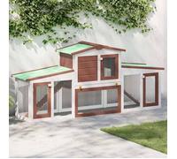 BEST-HOME Clapier Poulailler à poules - Pour 2/6 poules - large d'extérieur Marron et blanc 201x45x85cm Bois kvci55681