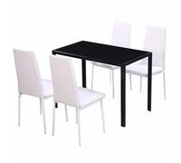 BEST-HOME Ensembles de meubles - UU - Ensemble de table à manger cinq pièces noir et blanc HH15098