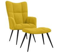 BEST-HOME Meuble de Siège - UU - Fauteuil relax avec tabouret en velours jaune moutarde HH1063