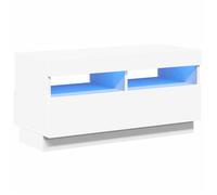 BEST-HOME Meuble TV/ARMOIRE HIFI - HTG - avec lumières LED - blanc 80x35x40 cm FR165