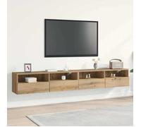 BEST-HOME Meuble TV mural - Armoire De Télévision suspendu, 2 pcs chêne artisanal 100 x 30 x 30 cm - Installation murale nvq6019