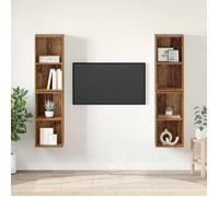 BEST-HOME Meuble TV mural - Armoire De Télévision suspendu, Décoration mural - Armoire De Télévision suspendu,e 4 pcs Bois ancien