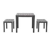 BEST-HOME Mobilier de jardin - UU - Table de jardin avec 2 bancs Plastique Marron HH10171
