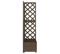BEST""Jardinière d'angle en treillis Gris 40 x 40 x 150 cm Bois de sapin Bac à Fleurs/Pot de Plantes/Boîte à Fleurs Jardin