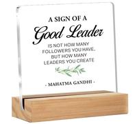 Best Leader Gifts - Cadeau de remerciement pour Boss Mentor - Panneau de décoration de bureau transparent (15 x 15 cm)