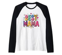 Best Mama Colorful Heart Pattern Manche Raglan