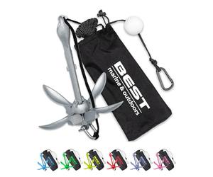 Best Marine Ancre de Kayak avec Corde de 12 m - Accessoires de qualité supérieure - 1,6 kg - Accessoires pour Kayak de pêche, canoë, Jet-Ski, Planche à pagaie Sup et Petits Bateaux - Kit d'ancrage