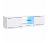 BEST""Meuble TV - Armoire de Télévision - console de jeu - éclairage LED inclus - blanc 140 x 40 x 36 cm Nov651595