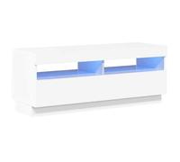 BEST""Meuble TV - Armoire de Télévision - console de jeu - éclairage LED inclus - blanc brillant 100 x 35 x 40 cm Nov483388