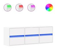 BEST""Meuble TV - Armoire de Télévision - console de jeu mural - éclairage LED inclus - blanc 130 x 31 x 45 cm Nov638027