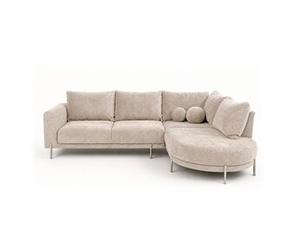 Best Mobilier Canapé d'angle Gabin 5 places Velours texturé Beige 230x189 cm