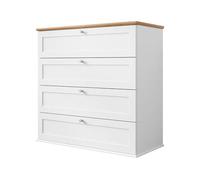 Best Mobilier - Commode Francesco en Bois Blanc avec Rangements 4 Tiroirs - Chambre Adulte