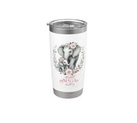 Best Mom Ever Couronne d'éléphant Motif floral Gobelet isotherme en acier inoxydable double paroi