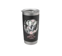 Best Mom Ever Couronne d'éléphant Motif floral Gobelet isotherme en acier inoxydable double paroi