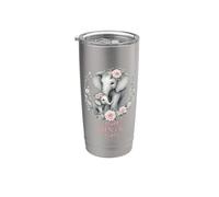 Best Mom Ever Couronne d'éléphant Motif floral Gobelet isotherme en acier inoxydable double paroi