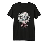 Best Mom Ever Couronne d'éléphant Motif Floral T-Shirt Haut de Gamme