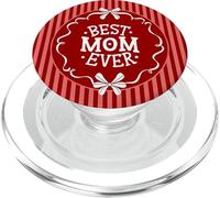 Best Mom Ever Retro Stripe Bow Aesthetic Motherhood PopSockets PopGrip pour MagSafe