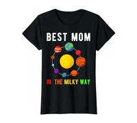 Best Mom in The Lacky Way Galaxie Science de l'espace Mère Ever T-Shirt Graphique avec Valeur, Femme, Noir, M